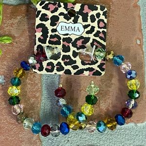 Emma Fashion Sparkly Multicolored Beaded 2” Hoop Earrings Post Backs